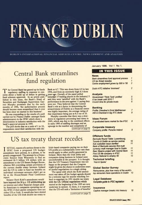 January 1996 Issue of Finance Dublin