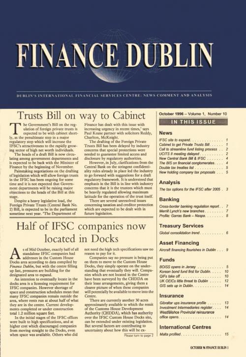 October 1996 Issue of Finance Dublin