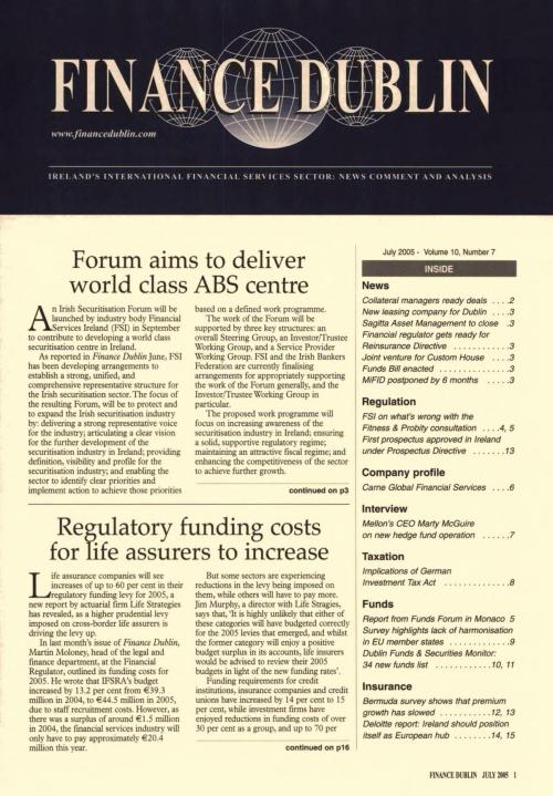July 2005 Issue of Finance Dublin