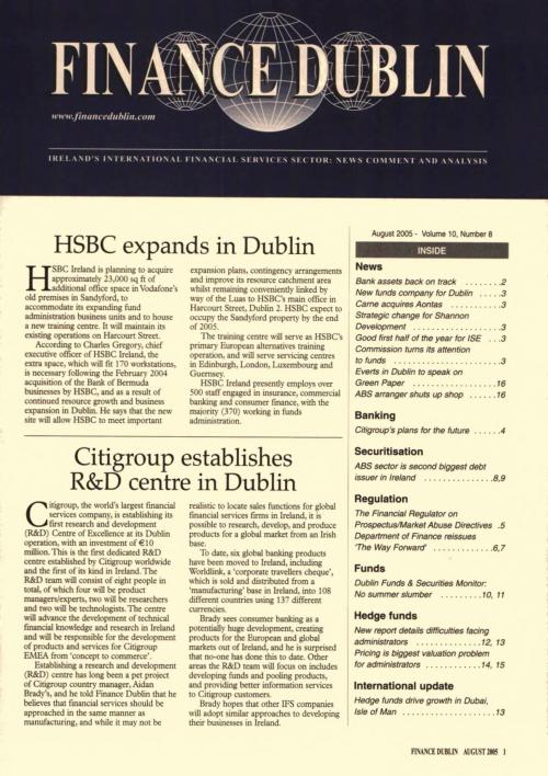 August 2005 Issue of Finance Dublin