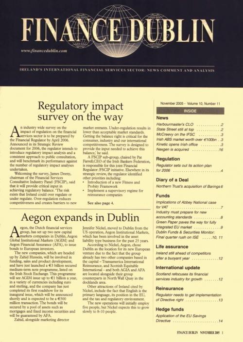 November 2005 Issue of Finance Dublin