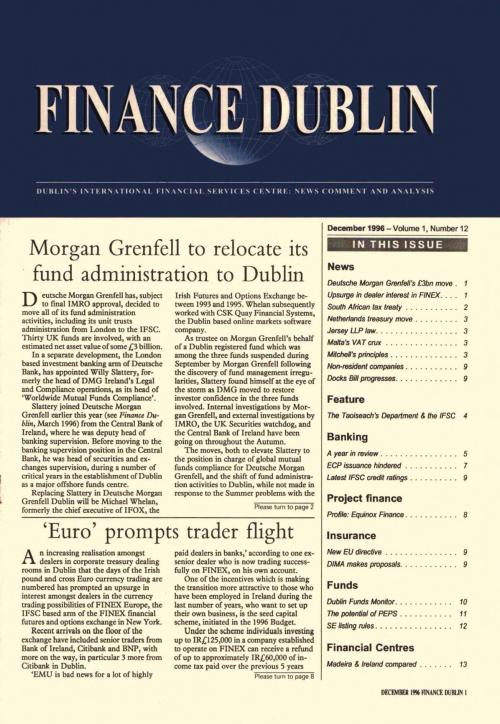 December 1996 Issue of Finance Dublin
