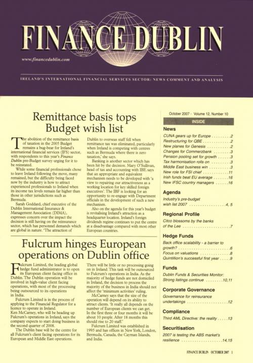 October 2007 Issue of Finance Dublin