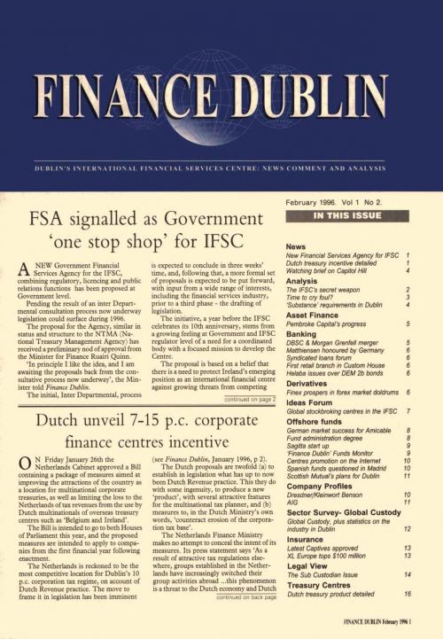 February 1996 Issue of Finance Dublin