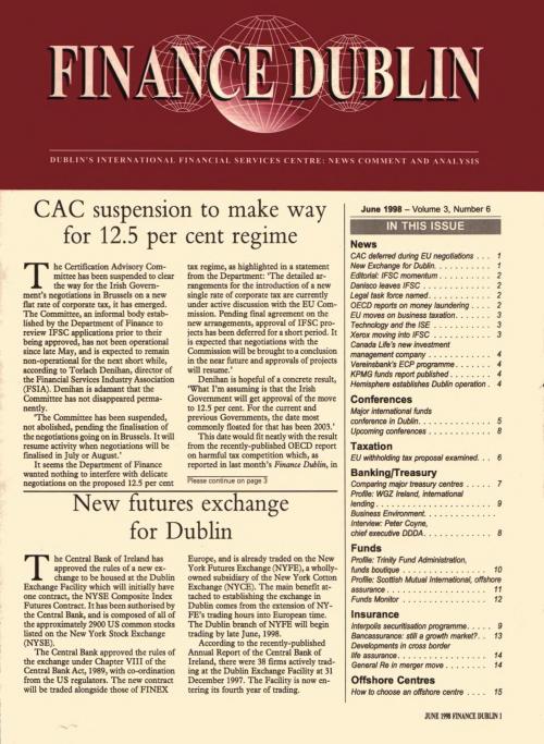 June 1998 Issue of Finance Dublin