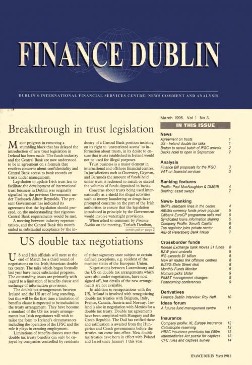 March 1996 Issue of Finance Dublin
