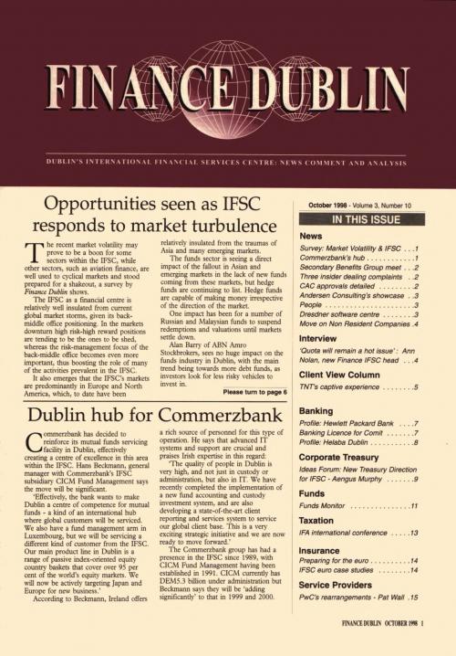 October 1998 Issue of Finance Dublin