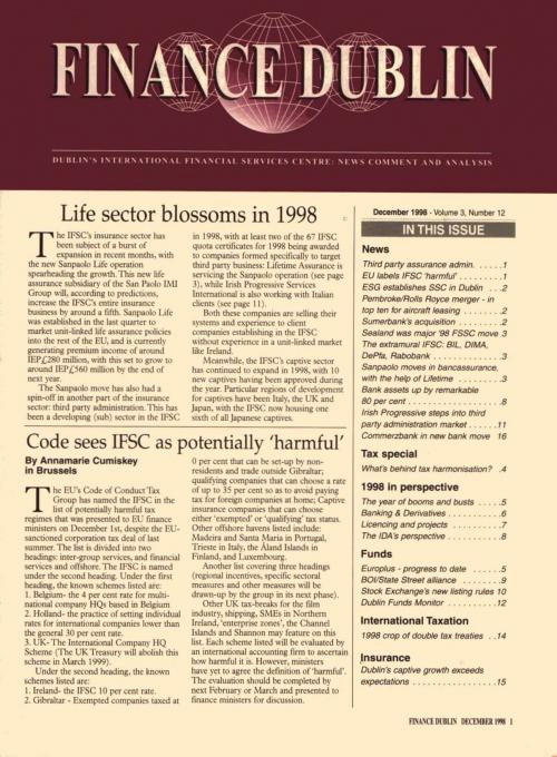 December 1998 Issue of Finance Dublin