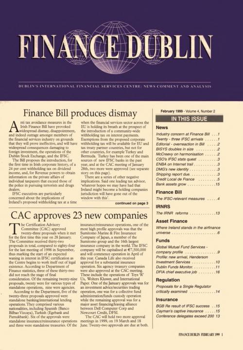 February 1999 Issue of Finance Dublin