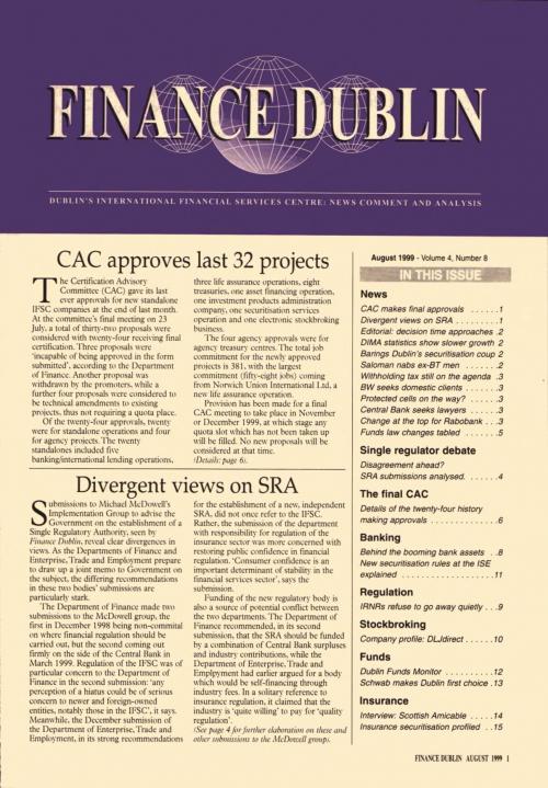July 1999 Issue of Finance Dublin
