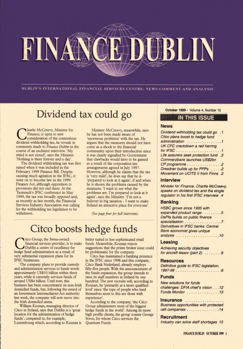 October 1999 Issue of Finance Dublin