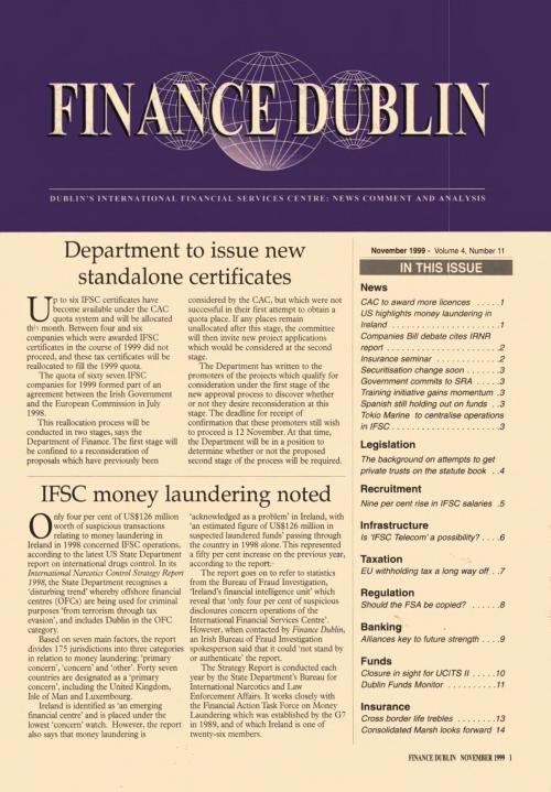 November 1999 Issue of Finance Dublin