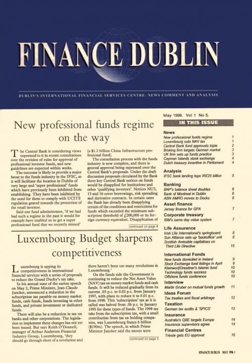 May 1996 Issue of Finance Dublin