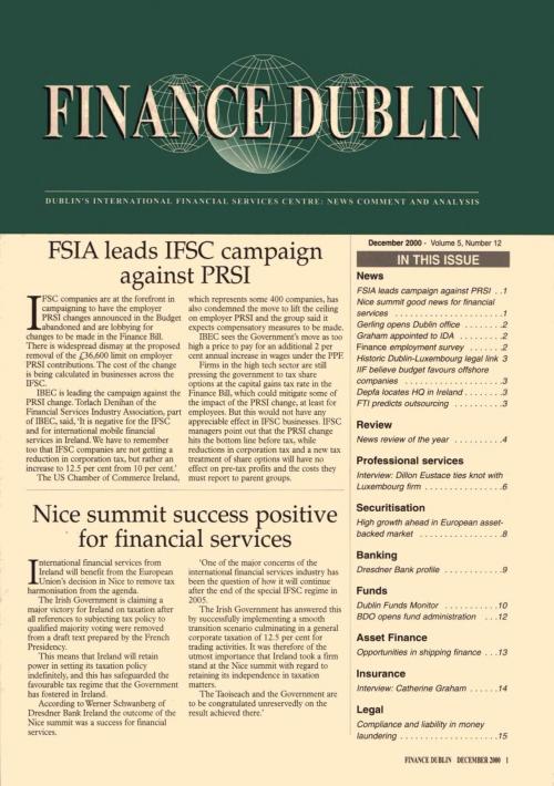 December 2000 Issue of Finance Dublin