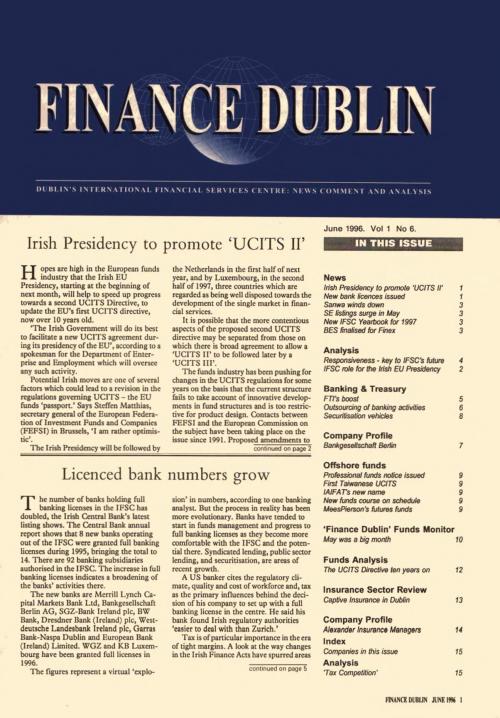 June 1996 Issue of Finance Dublin