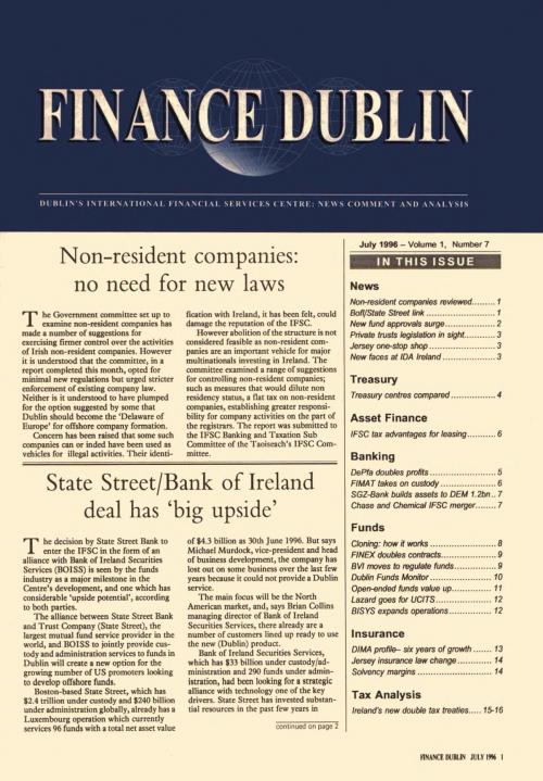 July 1996 Issue of Finance Dublin
