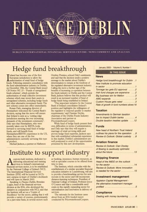 January 2003 Issue of Finance Dublin