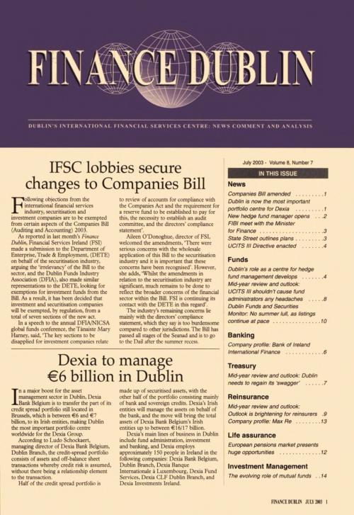 July 2003 Issue of Finance Dublin