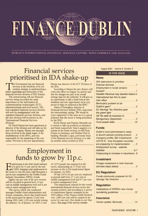 August 2003 Issue of Finance Dublin