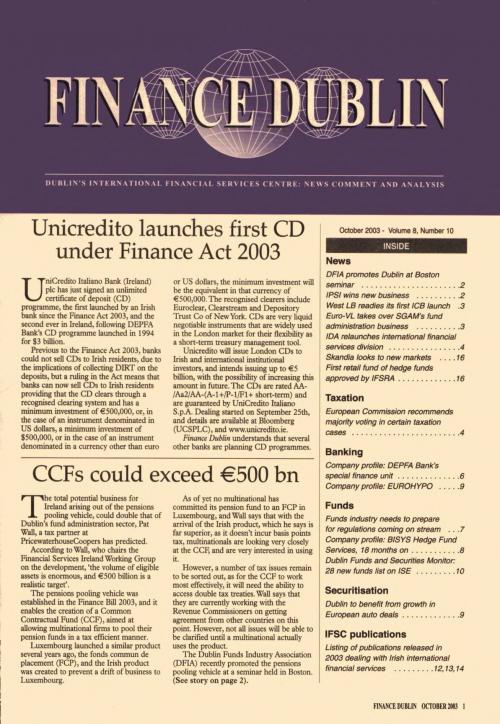 October 2003 Issue of Finance Dublin