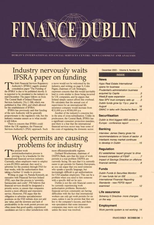 December 2003 Issue of Finance Dublin