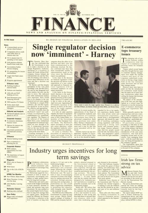 October 2000 Issue of Finance Magazine