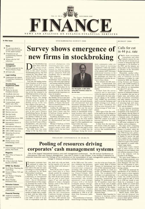 November 2000 Issue of Finance Magazine