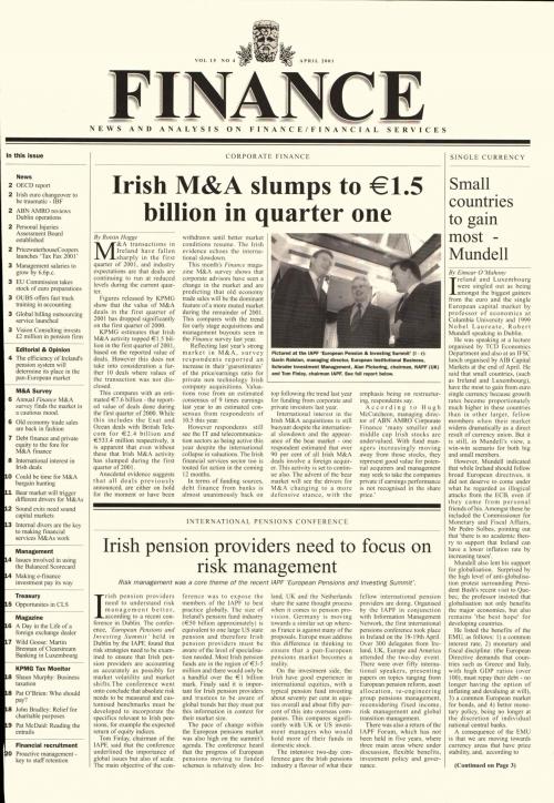 April 2001 Issue of Finance Magazine