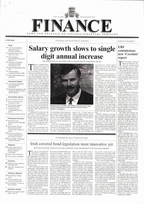 July 2001 Issue of Finance Magazine