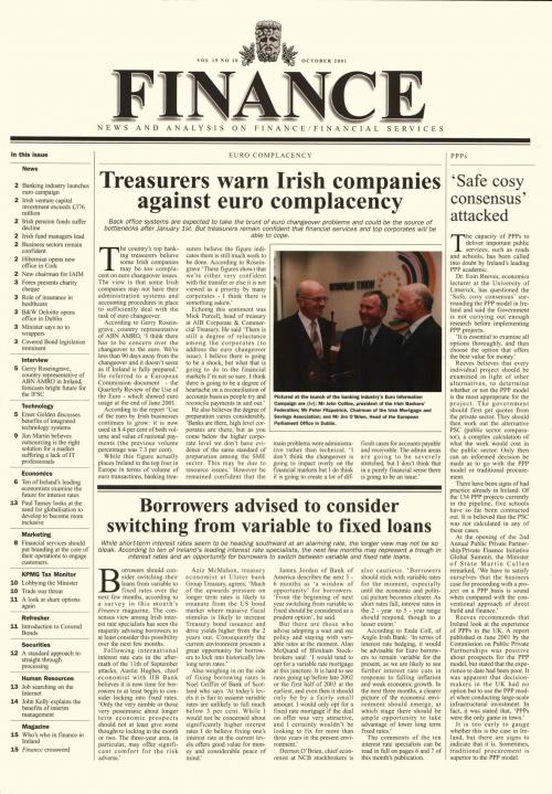 October 2001 Issue of Finance Magazine