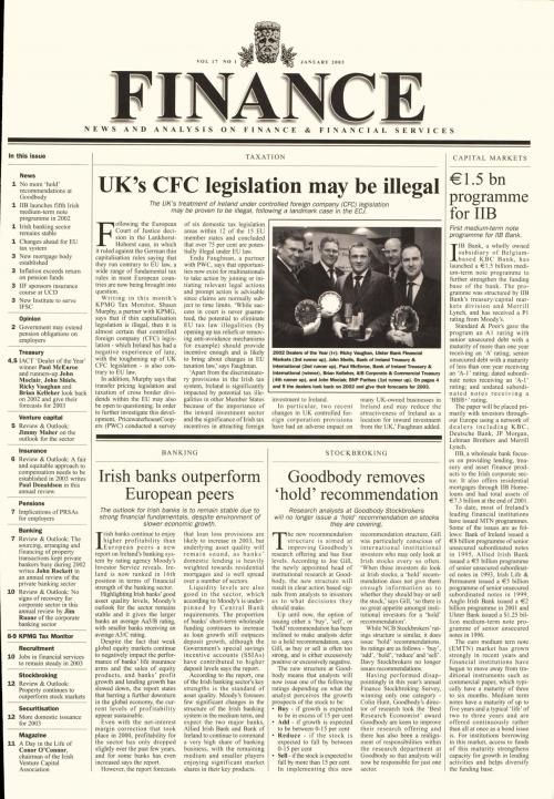 January 2003 Issue of Finance Magazine