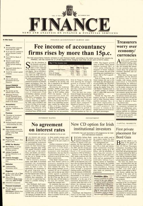 October 2003 Issue of Finance Magazine
