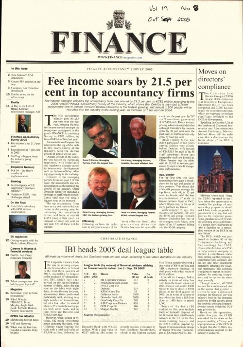 October 2005 Issue of Finance Magazine