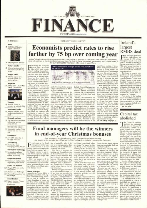December 2005 Issue of Finance Magazine