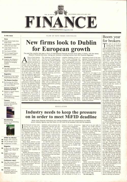 January 2007 Issue of Finance Magazine