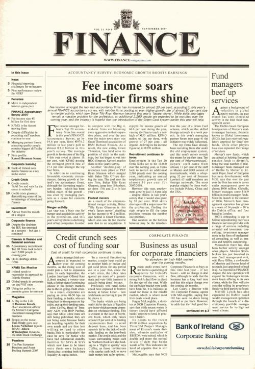 September 2007 Issue of Finance Magazine
